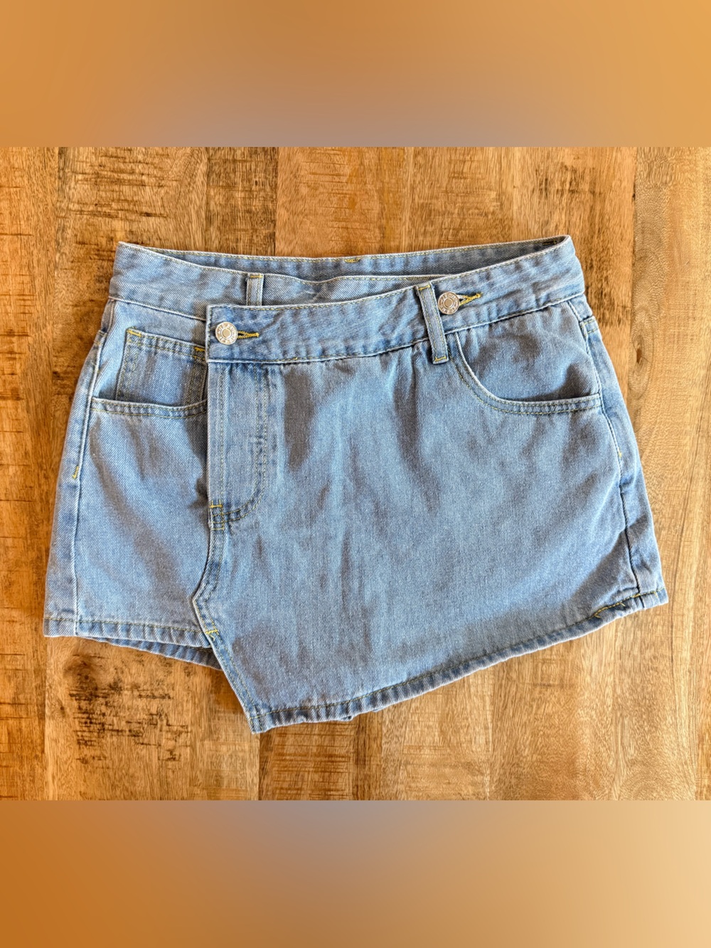 SHEIN Petite Light Wash Denim Bermuda Shorts Size S
